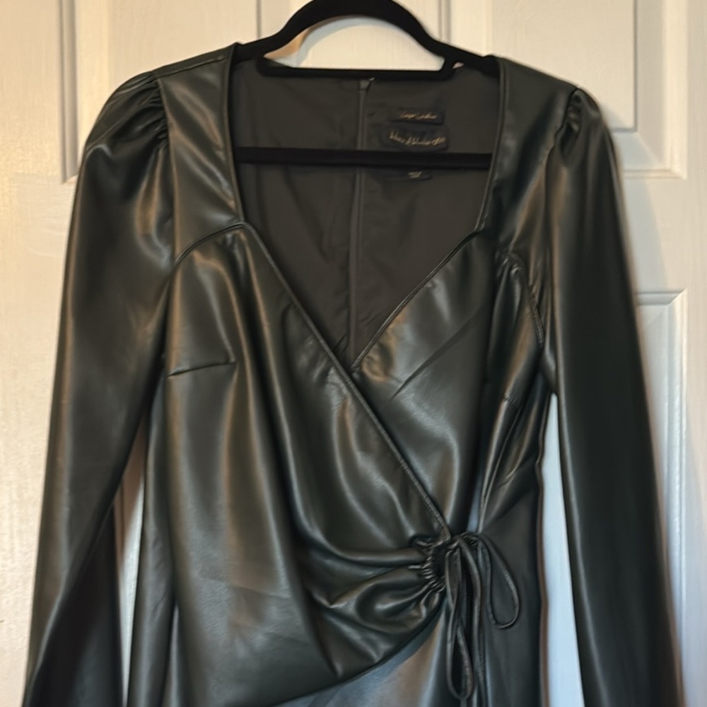 Vegan leather long sleeve dress